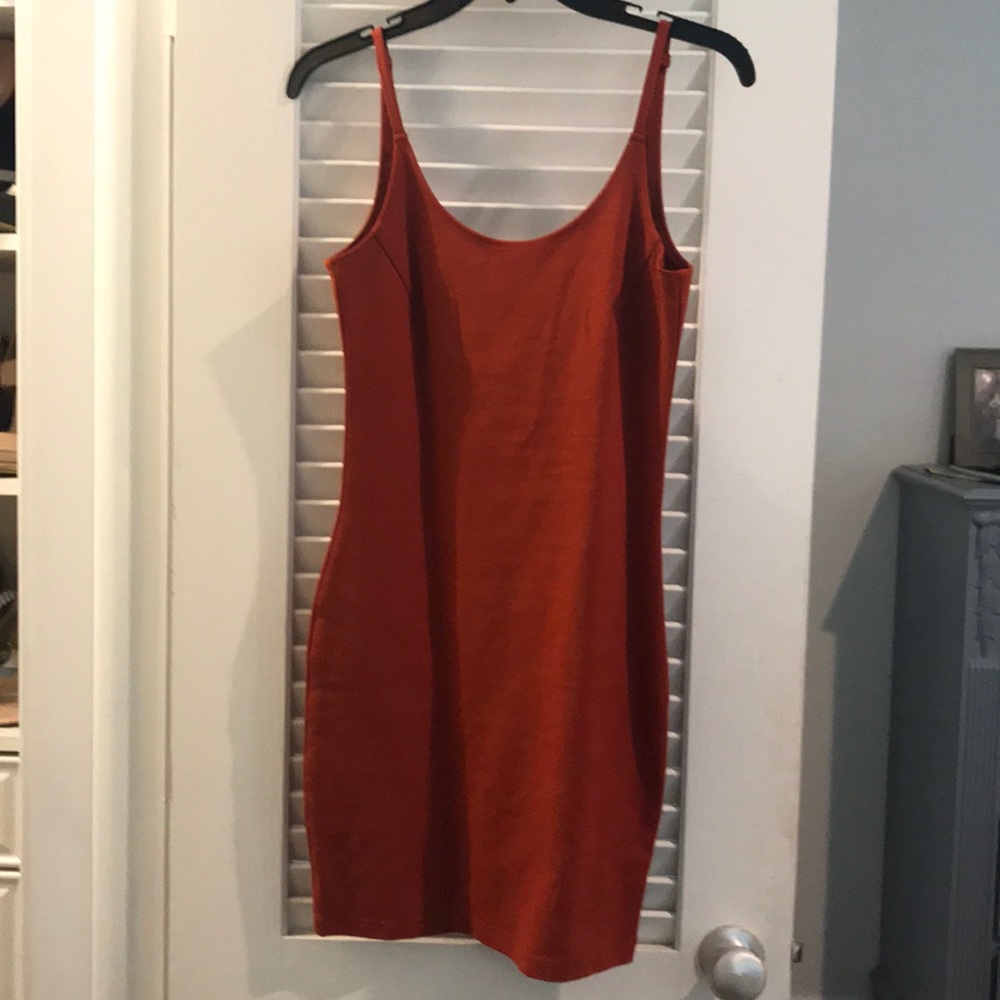 Rust colored tank top fitted dress